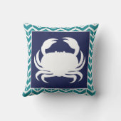 ターコイズネイビーとホワイトヘリンボーンプ航海のール クッション (裏面)