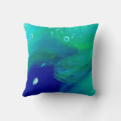 ターコイズネイビーブルーフルードアートスワーズマーブリング クッション (裏面)