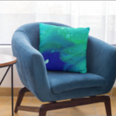 ターコイズネイビーブルーフルードアートスワーズマーブリング クッション