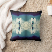 ターコイズネイビーベージュ地中海のモザイク抽象芸術 クッション (ブランケット)