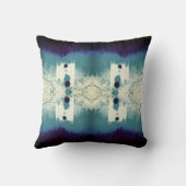 ターコイズネイビーベージュ地中海のモザイク抽象芸術 クッション (裏面)