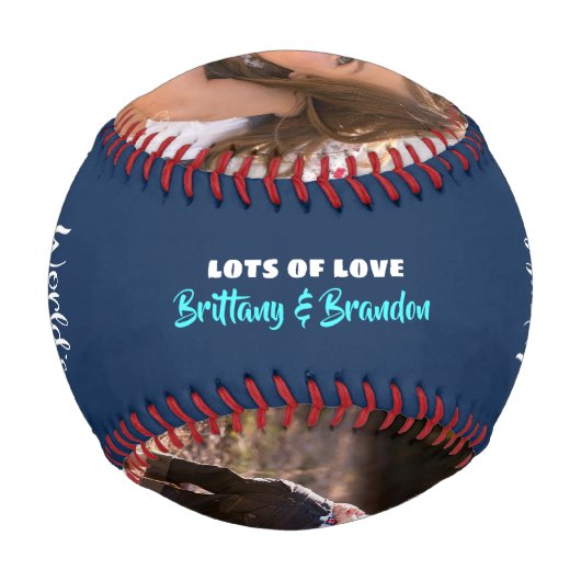 ターコイズネイビーワールドズグレストパパタイポグラフィ 野球ボール (裏面)