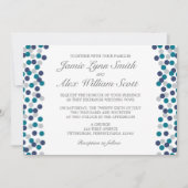 ターコイズネービーグレー水玉模様結婚式招待状 招待状 (正面)