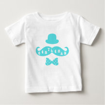 ターコイズハットムスタカジュアルッシュ男の赤ちゃんTシャツ
