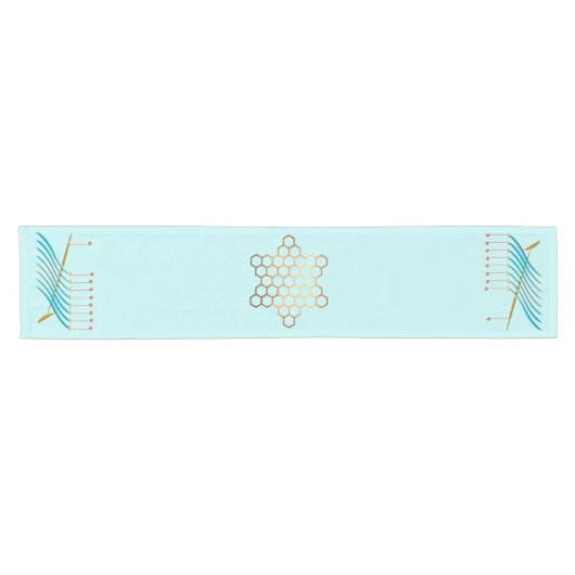 ターコイズハヌカー(ユダヤ教の祭り)テーブルランナー ショートテーブルランナー (横)