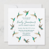 ターコイズハミングバード誕生日招待状 招待状 (正面)