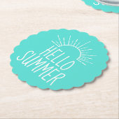 ターコイズハローサマータイポグラフィホームデコール ペーパーコースター (アングル)