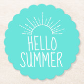 ターコイズハローサマータイポグラフィホームデコール ペーパーコースター (正面)