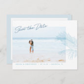 ターコイズハンドドロッドパーム葉ビーチトロピカル 案内ポストカード (正面/裏面)