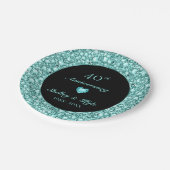 ターコイズハートとダイヤモンド – 記念日 ペーパープレート (アングル)