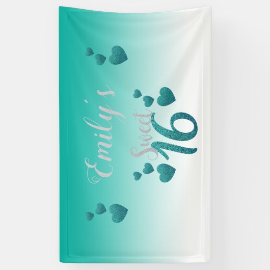 ターコイズハートと数値 横断幕 (縦)