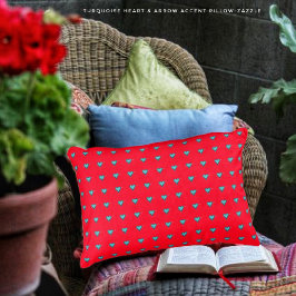 ターコイズハートと矢印 アクセントクッション