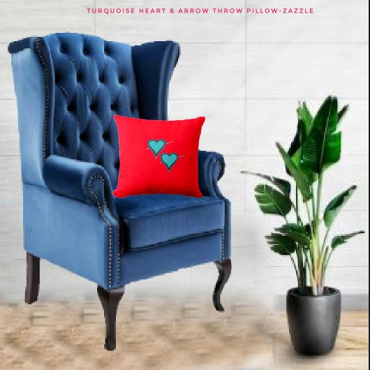 ターコイズハートと矢印 クッション