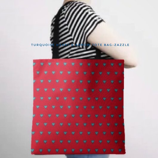 ターコイズハートと矢印 トートバッグ