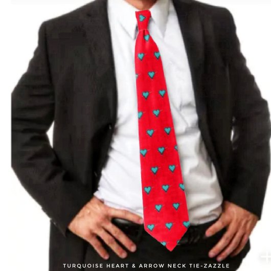 ターコイズハートと矢印 ネクタイ