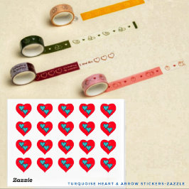 ターコイズハートと矢印 ハートシール