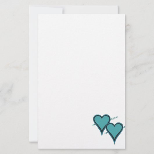 ターコイズハートと矢印 便箋 (正面)