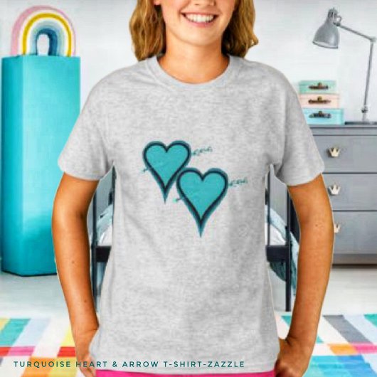 ターコイズハートと矢印 Tシャツ