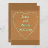 ターコイズハートオンテラコッタ結婚式招待状 招待状 (正面/裏面)