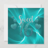 ターコイズハートスイート16誕生日 招待状 (正面)