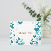 ターコイズハートデザインありがとう ポストカード (スタンド正面)