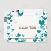 ターコイズハートデザインありがとう ポストカード (正面/裏面)