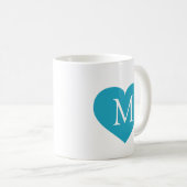 ターコイズハートモノグラム コーヒーマグカップ (正面右)