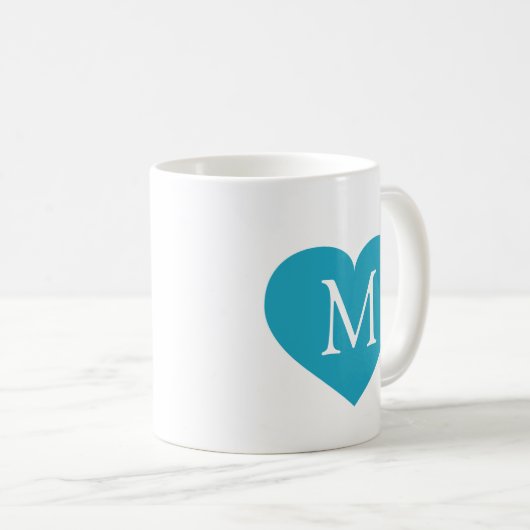 ターコイズハートモノグラム コーヒーマグカップ (正面右)