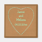 ターコイズハート日付の磁結婚石を保存 マグネット (正面)