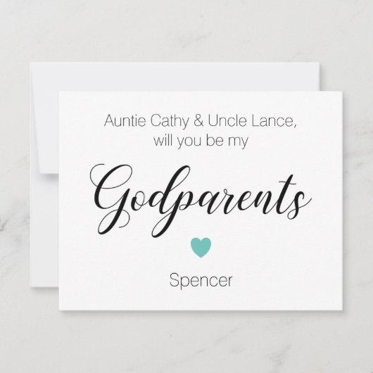 ターコイズハート あなたに名付け親になってほしい プロポーズ 招待状 (正面)