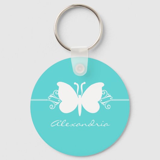 ターコイズバタフライスワーズキーチェーン キーホルダー (正面)