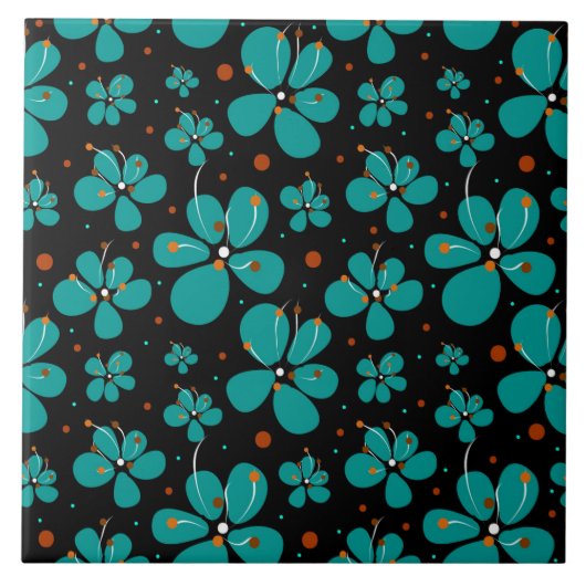 ターコイズバターカップ花 タイル (正面)