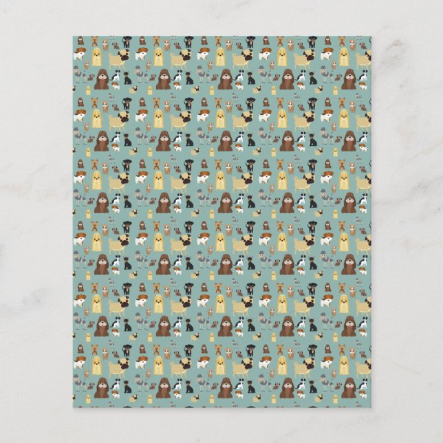 ターコイズバックグランド犬パターン。 (正面)