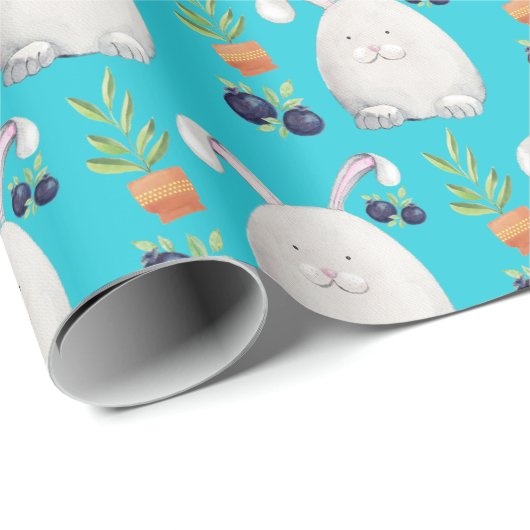 ターコイズバニカラフルー水彩模様 ラッピングペーパー (ロールコーナー)