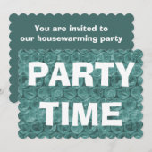 ターコイズバブルラップパターン引っ越し祝いパーティーパーティー 招待状 (正面/裏面)