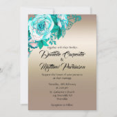 ターコイズバラとゴールデンエレガンス結婚ズ 招待状 (正面)