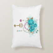 ターコイズバラと鍵 アクセントクッション (正面(垂直))