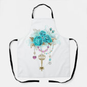 ターコイズバラと鍵 エプロン (正面)