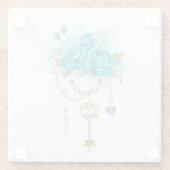 ターコイズバラと鍵 ガラスコースター (裏面)