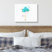 ターコイズバラと鍵 キャンバスプリント (インサイチュ (寝室))