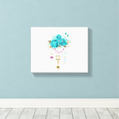 ターコイズバラと鍵 キャンバスプリント (インサイチュ (ウッドフロア))