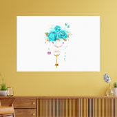 ターコイズバラと鍵 キャンバスプリント (インサイチュ (リビング))