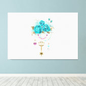 ターコイズバラと鍵 キャンバスプリント (インサイチュ (ウッドフロア))