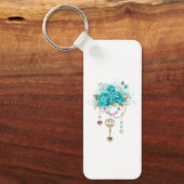 ターコイズバラと鍵 キーホルダー (正面)
