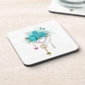 ターコイズバラと鍵 コースター (左側)