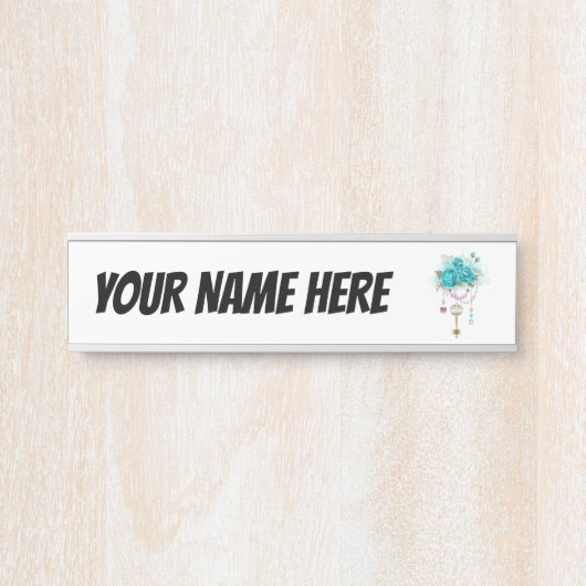 ターコイズバラと鍵 サインプレート (正面)