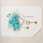 ターコイズバラと鍵 シェルパブランケット (正面(横))