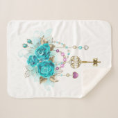 ターコイズバラと鍵 シェルパブランケット (正面(横))