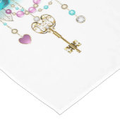 ターコイズバラと鍵 ショートテーブルランナー (コーナー)