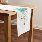 ターコイズバラと鍵 ショートテーブルランナー (インサイチュ)